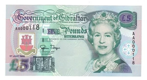 GIBILTERRA GIBRALTAR 5 POUNDS ANNO 1995 LOW NUMBER PICK P25a UNC - FDS - Picture 1 of 2
