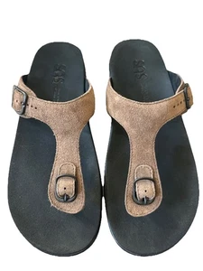 SAS Shoes Womens 8.5M Sanibel Sandals (Trail)  Suede Leather Thong Slide - Picture 1 of 5