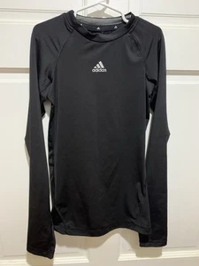 Boys Adidas Black Long Sleeve Activewear Shirt With Brand Logo Size M 10/12 - Picture 1 of 5