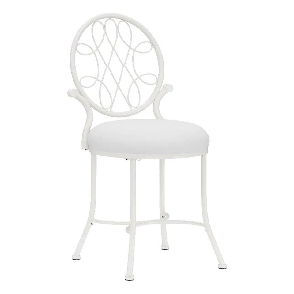 Taburete de tocador de metal O'Malley para sala de maquillaje o baño, blanco Foto 1 de 4