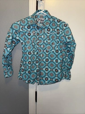女牛仔五金西部衬衫女孩中号阿兹特克珍珠 Snap Rodeo Bling — 第 1/4 张图片