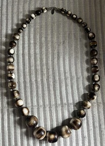 Hobbs Statement Bead Necklace Brown / Cream holidays summer Made in Italy - Picture 1 of 6
