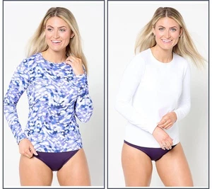 Lands' End Set di 2 T-shirt da bagno girocollo Bikini Top BlueTieDyeWhite L Nuova - Foto 1 di 2