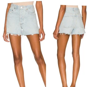 Pantalones Cortos de Jean Agolde Dee Cintura Alta Botón Oculto Corte Mosca Jinx Talla 26 - Imagen 1 de 9