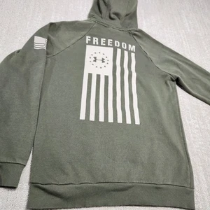 Under Armour Rival Hoodie Men Small Freedom Flag *READ Tactical Green USA - Picture 1 of 10