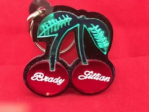 Cherry Key Chain Custom Name Free Engraved Cherries keychain ring Personalized - Picture 1 of 12
