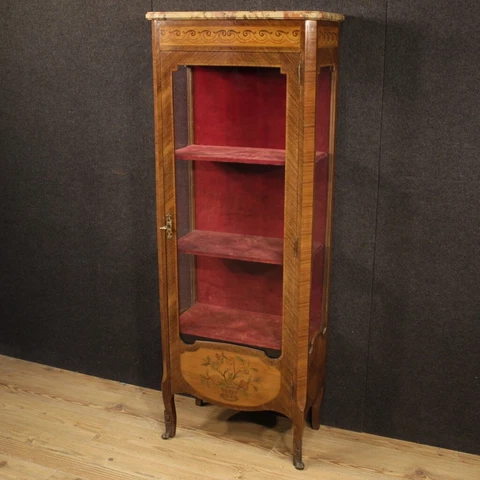 Vitrine display cabinet bookcase in inlaid wood marble antique style sideboard Cover