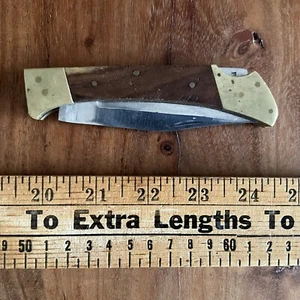 Vintage Wood & Brass Handle Lockblade Knife Pakistan - Picture 1 of 4