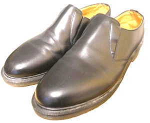 DR MARTENS BLACK LEATHER SLIP ON SHOES UK 10 EU44 (MADE IN ENGLAND) OFFICE - Picture 1 of 12