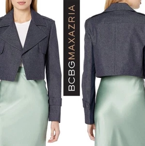 BCBGMAXAZRIA Gerald Cropped Denim Jean Blue Longsleeve Jacket XS - Picture 1 of 10
