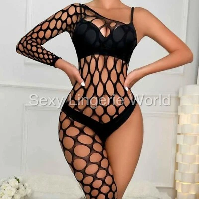 Привлекательный тела чулки белье сексуальный рыболовная сеть ассиметричный ноги рукав боди X - Изображение 1 из 4