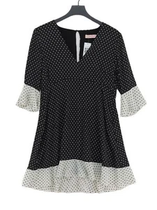Traffic People Women's Midi Dress L Black Polyester with Viscose A-Line - Picture 1 of 5