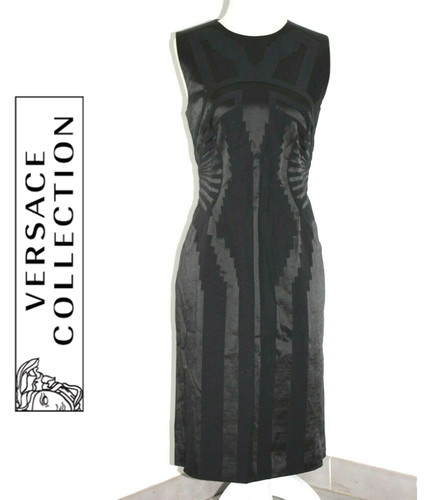 Versace Collection Abito Donna Tessuto Stampa Tonale Tubino US L IT48 $850