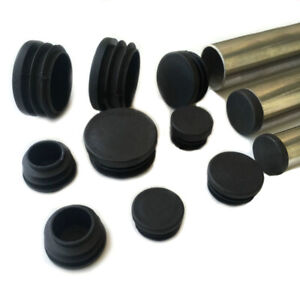 12 to 76mm Black Round Plastic Blanking End Cap Caps Tube Pipe Inserts Plug Bung