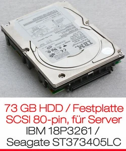 73 GB Hard Drive 80-PIN Server Hard Disc SCSI IBM 18P3261 Seagate ST373405LC - Picture 1 of 3