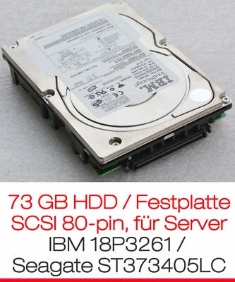 73 GB Hard Drive 80-PIN Server Hard Disc SCSI IBM 18P3261 Seagate ST373405LC - Image 1 of 3
