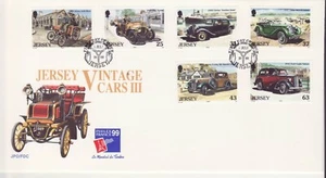 GB Stamps First Day Cover Jersey Vintage Cars, transport, motoring, Philex 1999 - Picture 1 of 1