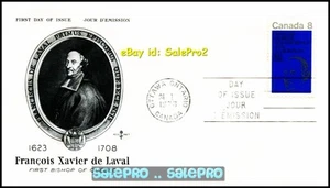 CANADA 1973 FRANCOIS XAVIER DE LAVAL FV FACE 8 CENT STAMP ROSECRAFT CACHET FDC - Picture 1 of 2