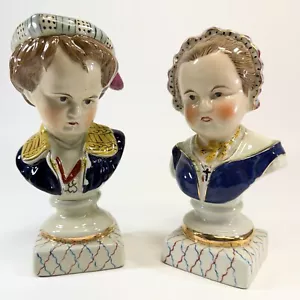 Pair of Vintage Staffordshire Bourbon Children Style Porcelain Busts Classic - Picture 1 of 8