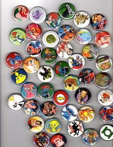CARTOON  26 ASSORTED   1.25” Button Set  Pins  Pinbacks  LOT Of  26 - Picture 1 of 2