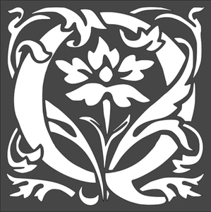 1- 8x8 inch Stencil, (VM-31) Floral Letter Initial Q (6mil) - Picture 1 of 2