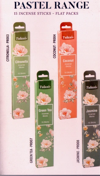 Tulasi Pastel  Cintronella incense sticks   [12 Pack of 15  stick] 180 sticks - Image 1 of 1