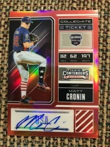 (1) MATT CRONIN 2018 USA Baseball Contenders Optic RED /100 Auto QTY Nationals - Picture 1 of 1