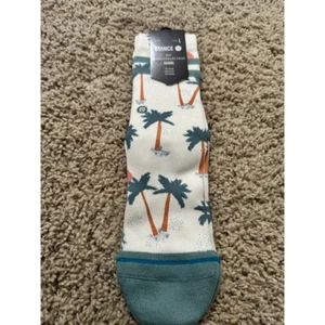 New Stance Girl's white /palm trees Crew Socks  Size: Girl's youth large - Picture 1 of 6