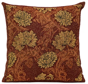 Chrysanthemum Brown Belgian Tapestry Cushion Cover William Morris Pillow Cover - Picture 1 of 9