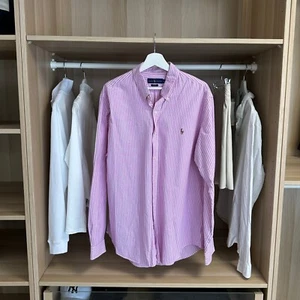 Ralph Lauren Mens Button-Up Shirt Size XL Pink Striped Long-Sleeve Summer Oxford - Picture 1 of 6