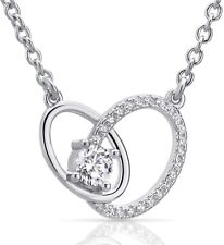 925 Sterling Silver CZ Linked Circle Interlocking Generations Necklace