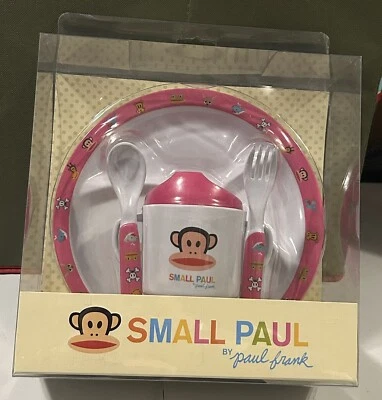 Pequeño Paul Frank Julius Mono Rosa Bebé Niña 4 piezas Melamina Juego de Alimentación Plato Taza Foto 1 de 4