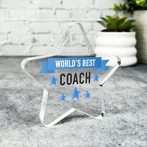 Custom Ornament Gift For Blue World's Best Coach Star Plaque Keepsake Gift - Picture 1 of 3