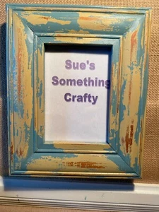 3x5 Hand Paint Thomasville Frame, Shabby Chic, Chipy Paint, Distress, teal/gold - Picture 1 of 2