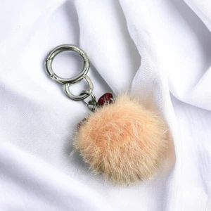 Fendi Pom Pom Fur Leather Bag Charm Key Ring Key Chain Heart Authentic - Picture 1 of 8