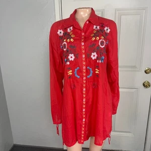 Camisa para mujer Johnny Was L floral bordada boho túnica de gran tamaño algodón X3-23 - Imagen 1 de 7
