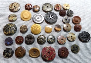 35 Vintage Antique Composition Buttons Various Sizes Colors - Picture 1 of 18