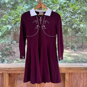 Miss Patina Women's Nifty Kitty Dress In Wine Size L- RARE! - Picture 1 of 9