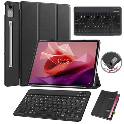Para Lenovo Tab P12 12.7'' 2023 Teclado A prueba de golpes Abatible Tablet Estuche Soporte Cubierta Foto 1 de 4