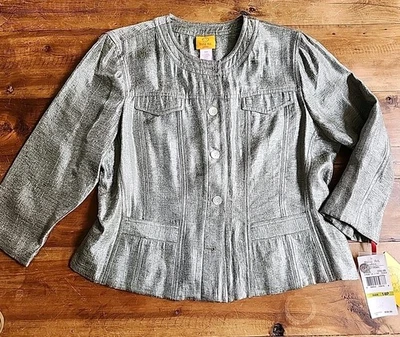 Ruby Rd. 14 Petite Jacket New With Tags Sage Green Metallic Cropped - Image 1 of 4