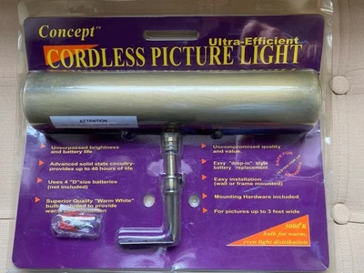 Concept Cordless Picture Light Antique Brass Finish New - Image 1 of 2