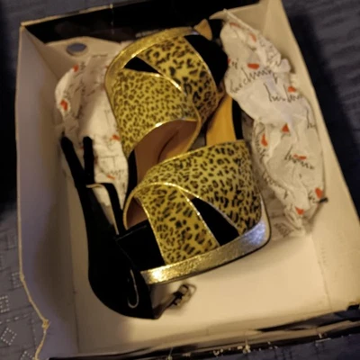 Tacones Luichiny Night Glow Leopardo Negro Imi Gamuza Platfrom Talla 8 Foto 1 de 4