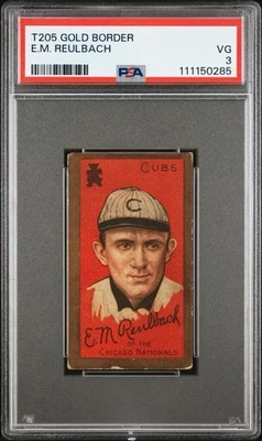 1911 T205 Baseball Gold Border E. M. Reulbach PSA 3 - Image 1 of 2