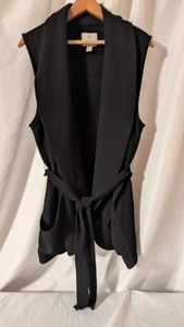 Chaleco de mujer Eliane Rose negro elegante cuello drapeado con cinturón talla XL ropa de oficina - Imagen 1 de 13