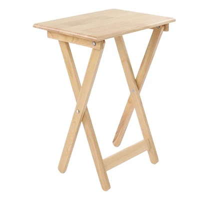 Classic TV Dinner Folding Trays With Storage Rack Tray Table Set Wooden Snack - Image 1 of 4