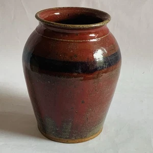 VTG Studio Art Pottery Vase Signed Hand Thrown Stoneware Red Handmade Debby Kooy - Picture 1 of 8