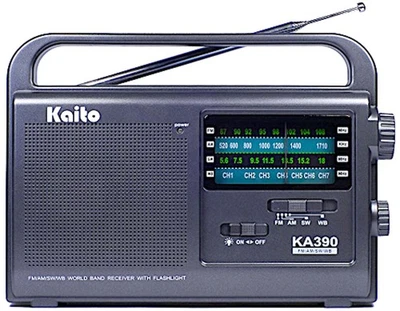 KA390 Portable AM/FM Shortwave NOAA Weather Radio with LED Flashlight, Color ... - Image 1 of 4