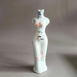 Rare Chinese Blue and White Porcelain Hand Painted cheongsam Vase - Picture 1 of 8