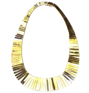 Collana in oro giallo massiccio 14 kt con frange fantasia disegno graduato 47,3 g colletto 16,5" - Foto 1 di 8
