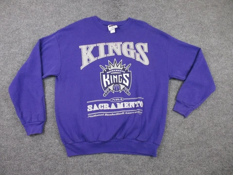 Vintage Sacramento Kings Sweatshirt Adult XL Purple Crew Pullover 90s NBA Mens Cover